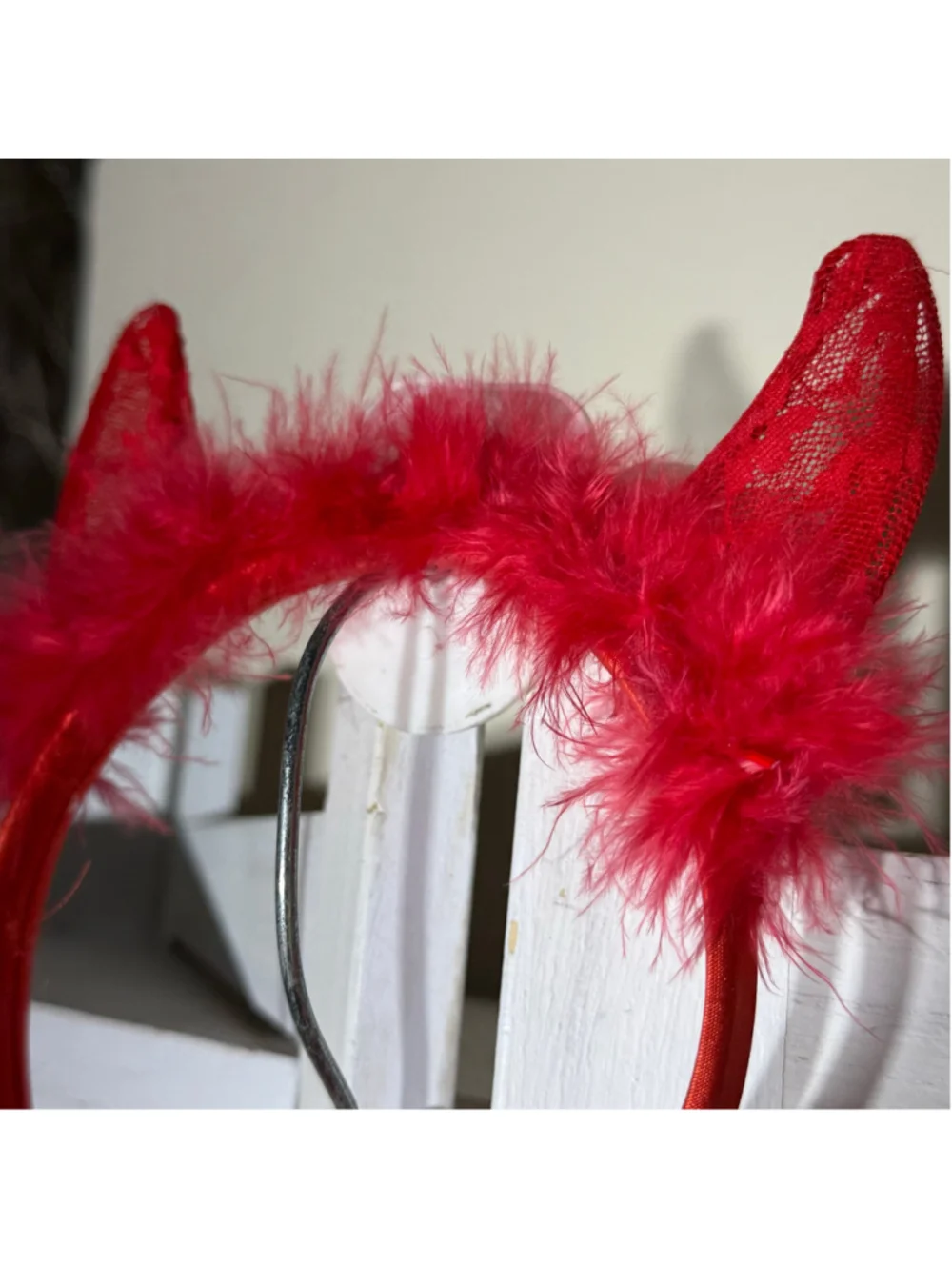 She Devil child's Halloween costume dress red lace horns wings girls sz 9